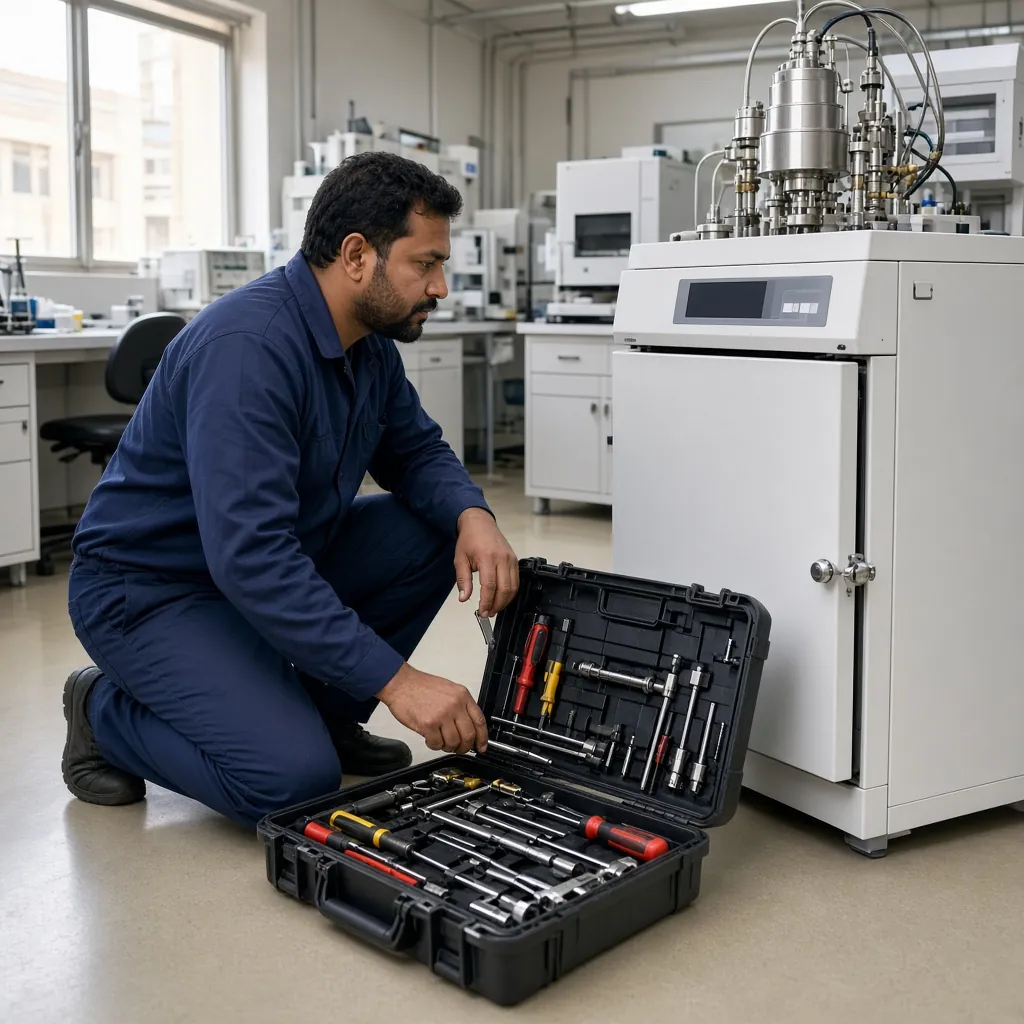 Field technician at a gas chromatograph