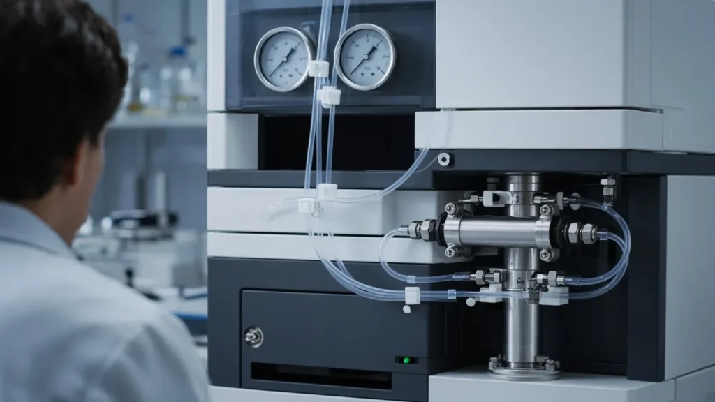 HPLC equilibration, column and solvent lines
